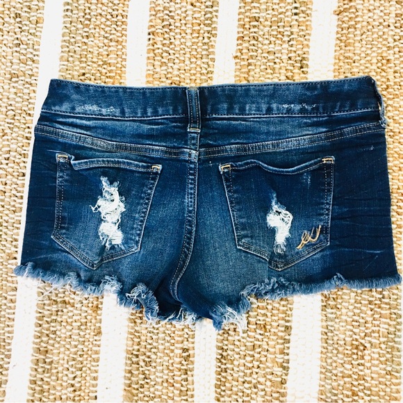 Express distressed denim jean shorts cutt off style 2 summer patriotic - Picture 7 of 7